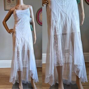Vintage 90s Y2K Masquerade White Prom Gown Silver Glitter Fairycore Bridal